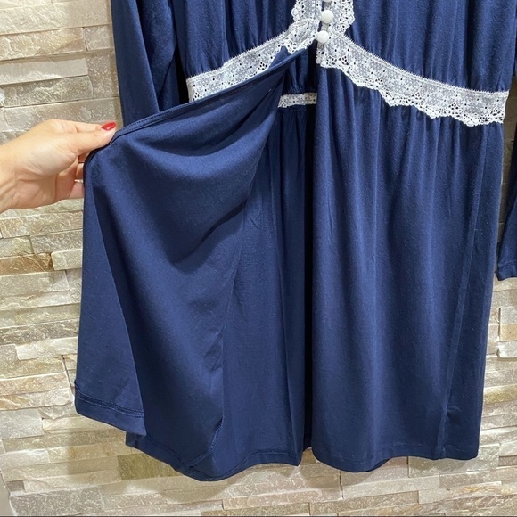 COSABELLA lace trim flirty sleep robe NAVY/MOON L - Picture 6 of 13